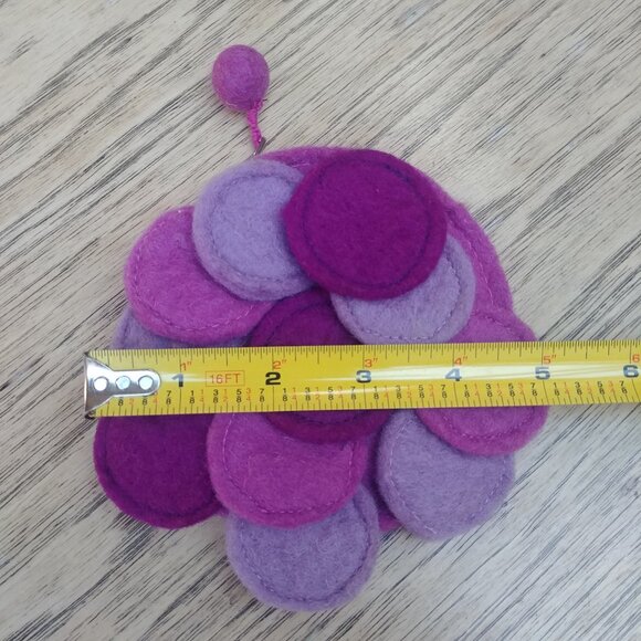 Handmade purple wool felt pouch wallet coin purse - Picture 11 of 11